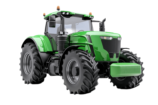Big green agricultural tractor isolated on transparent background png