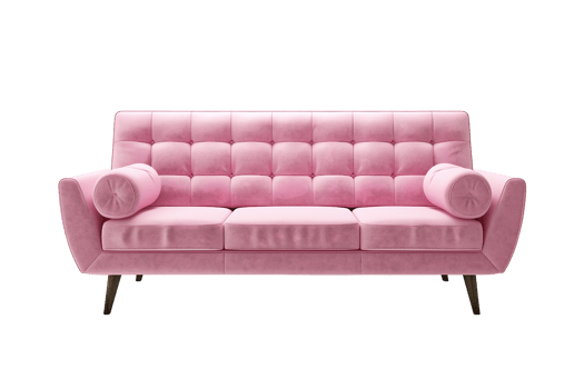 modern pink sofa isolated on transparent background png