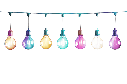 colorful string light hanging on a transparent background png