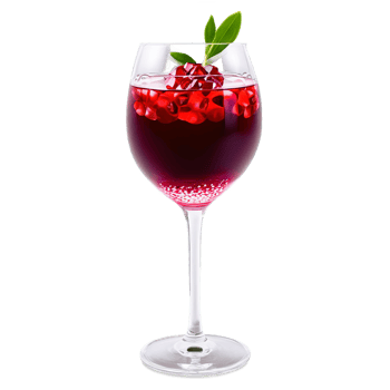 Jewel toned pomegranate juice in a cordial glass pomegranate seeds glistening like rubies Summer freshness png