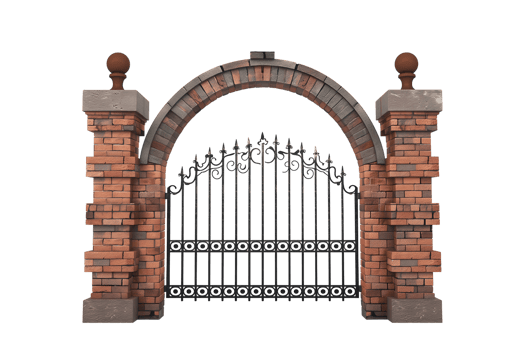 Gate made of brick arrangement isolated on transparent background png