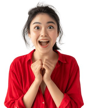 young Asian woman with a surprised expression isolated on transparent background png