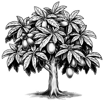 Engraved Illustration of a Fruit Tree png