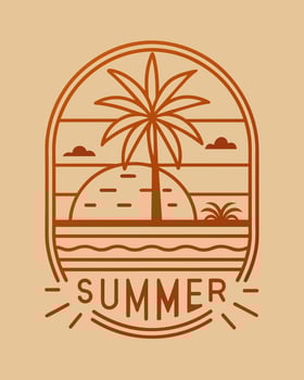 Monoline Summer View for your Tshirt design, community, or element design vector