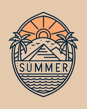 Monoline Summer View for your Tshirt design, community, or element design vector