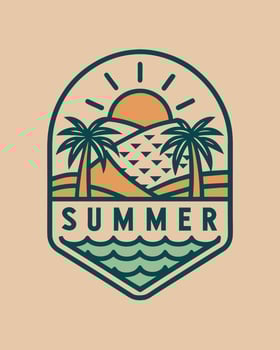 Monoline Summer View for your Tshirt design, community, or element design vector