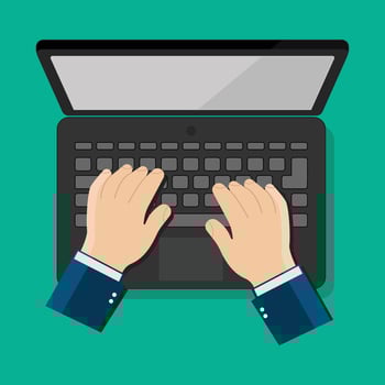 Hand on Laptop Flat Design vector