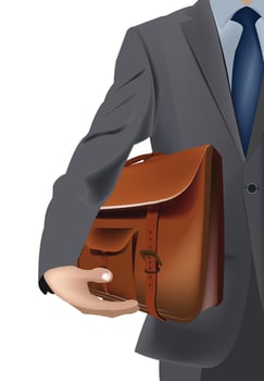 distinguished person with leather bag vector