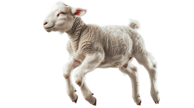 a sheep is running on a transparent background png