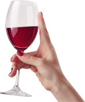 Hand Holding Glass of Red Wine. png