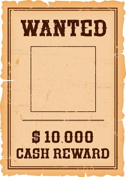 Western wanted banner or Wild West reward poster vector