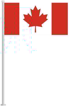 Flag of Canada with silver pole flat icon isolated on white background. vector