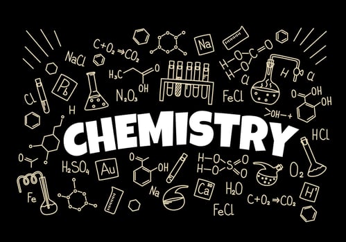 Chemistry background with formulas and symbols vector