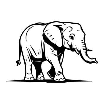 Elephant Logo Monochrome Black and White Design Illustration vector