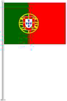 Flag of Portugal with silver pole flat icon isolated on white background. vector