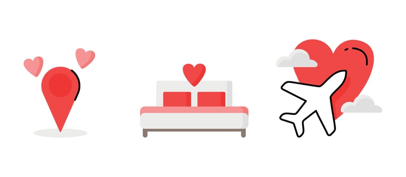 Honeymoon trip in cute style vector
