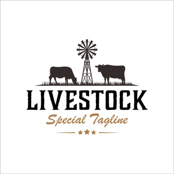 Vintage livestock logo design concept vector