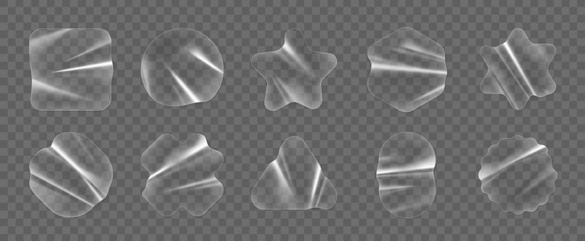 Realistic transparent plastic sticker or patch vector