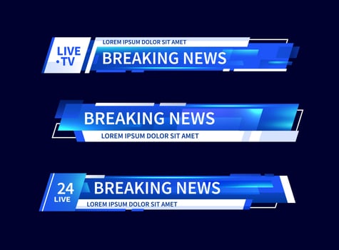 Lower third header, tv headline, news bar, title vector