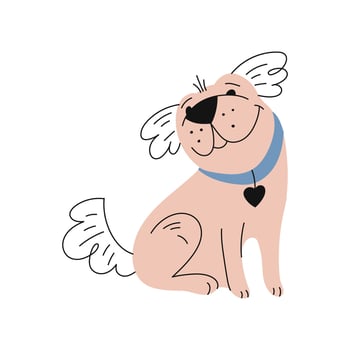 Cute dog doodle, cartoon puppy character design vector