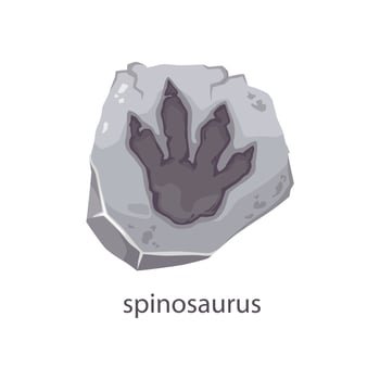Spinosaurus dinosaur footprint stone fossil vector