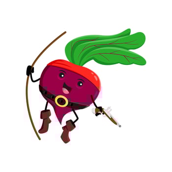 Cartoon beetroot vegetable pirate and corsair vector
