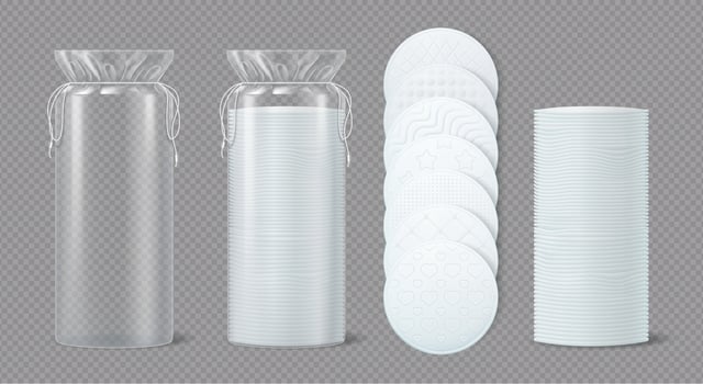 Realistic cosmetic cotton pads mockup vector
