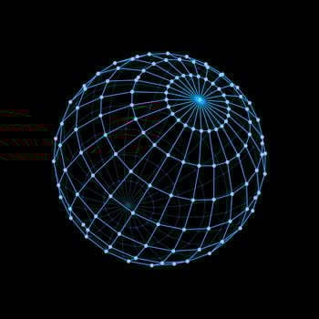 3d wireframe sphere and futuristic ball shape vector