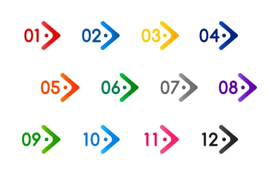Number bullet point, arrow icons for infographics vector