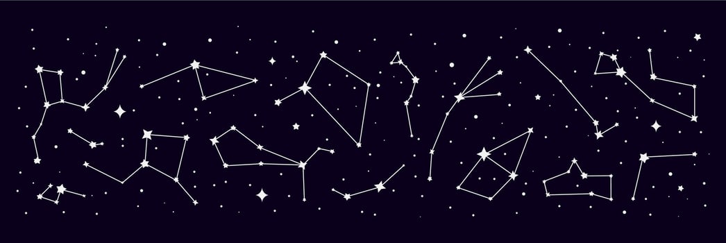 Star space constellation border, night sky map vector