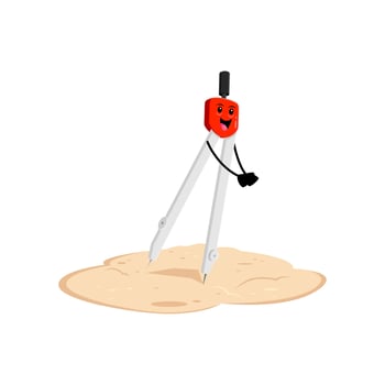 Cartoon compass or divider playing volleyball vector