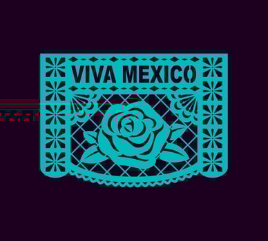Mexican paper bunting papercut flag Viva Mexico vector