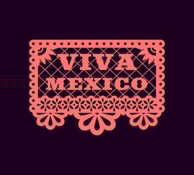 Viva mexico papel picado, paper banner pecked flag vector