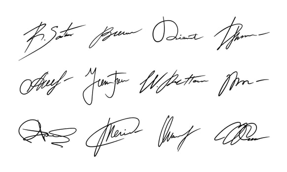 Autograph or signature pack, isolated set vector