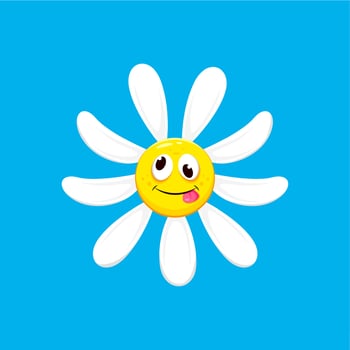 Cartoon chamomile, daisy flower face emotion vector