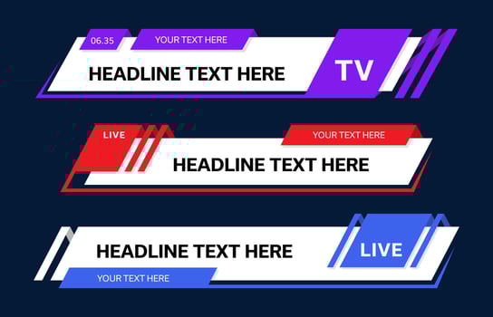 Color world news bars and lower third TV headers vector