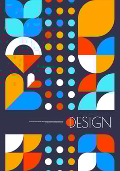 Modern poster with geometric Bauhaus pattern vector
