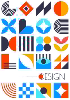 Business poster with geometric Bauhaus pattern vector