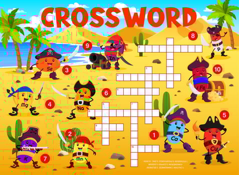 Crossword game with vitamins corsair characters vector
