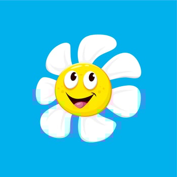 Cartoon chamomile, daisy flower with smile face vector