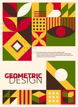 Abstract poster with Mexican motif Bauhaus pattern vector