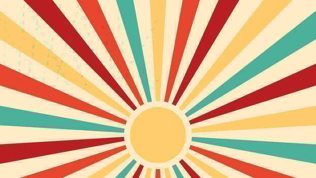 Retro sun rays, summer sunshine burst and beams vector
