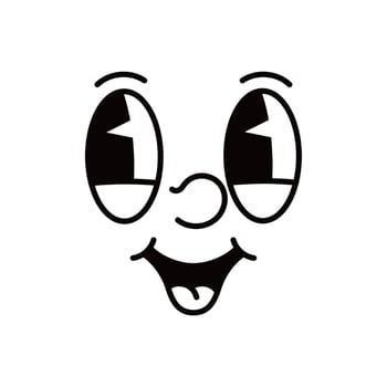 Cartoon face, comic groovie emotion character vector