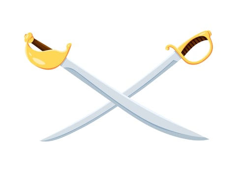 Cartoon crossed pirate sabres with crossed blades. vector