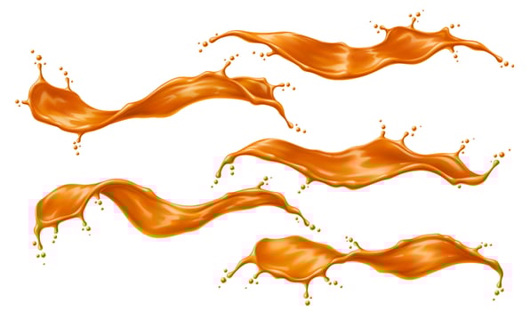 Caramel sauce wave, syrup swirl realistic splash vector