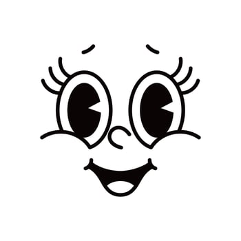 Comic cartoon personage face monochrome emoji vector