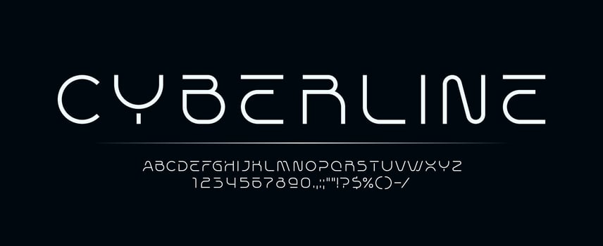 Science tech font, cyber typeface, digital ABC vector