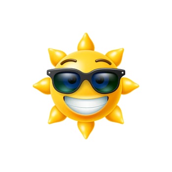 3d sun emoji, cool sunny character in sunglasses vector