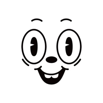 Groovie cartoon personage monochrome face emotion vector