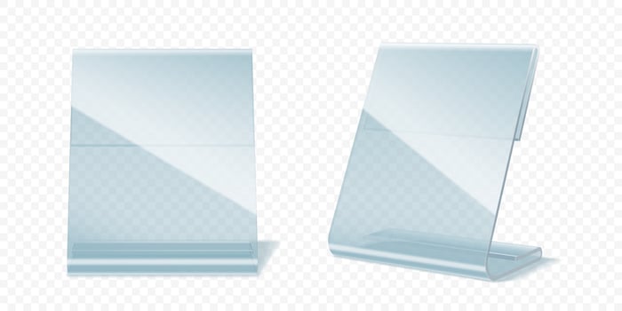 Table display stand, plastic or plexiglass holders vector